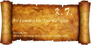 Krizmanits Terézia névjegykártya